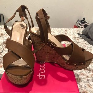 Brown wedge sandals